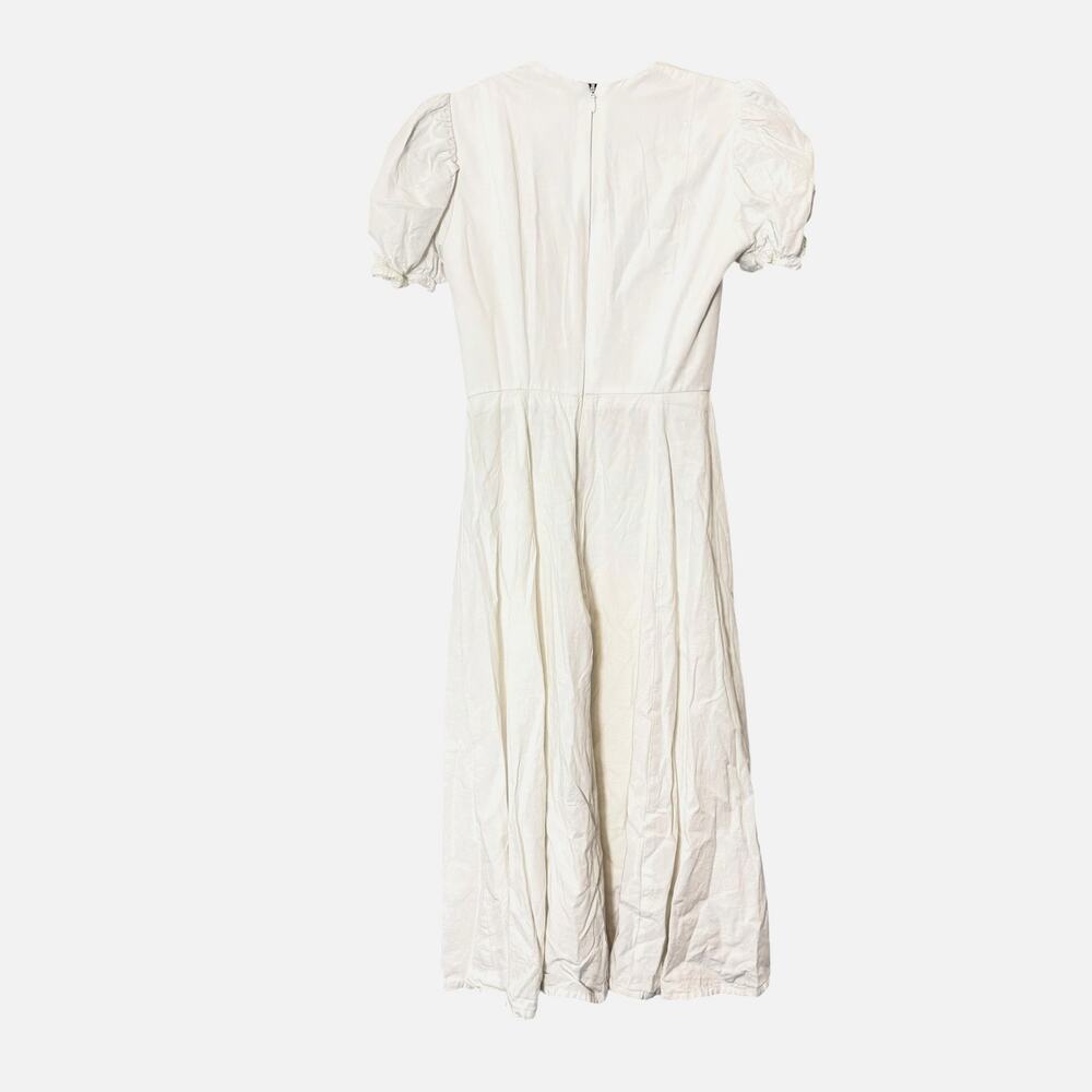 House of CB Ellery White linen blend puff sleeve midi sundress - Picture 4 of 7